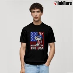 Men’s Snoopy America Flag Made In The Usa Classic T-Shirt in black | Soft, Breathable Everyday Wear