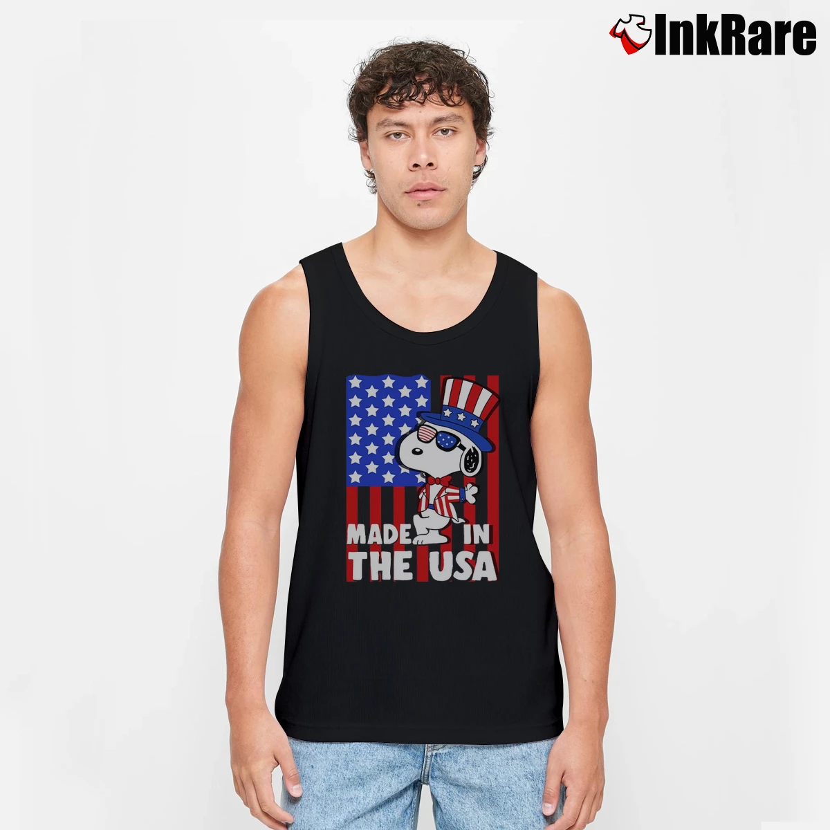 Snoopy America Flag Made In The Usa Men’s Performance Tank in black – Lightweight Comfort Men’s Snoopy America Flag Made In The Usa Tank Top in black | Breathable, Active-Friendly Design
