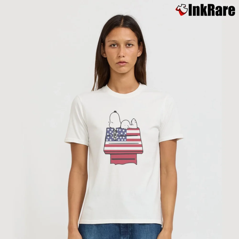 Women’s Snoopy American 4th July Independence Day T-Shirt in white | Soft, Flattering Fit
