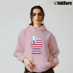 Women’s Snoopy American Flag House Cozy Hoodie in light pink | Warm, Structured, Stylish