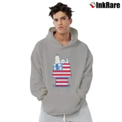 Men’s Snoopy American Flag House Pullover Hoodie in sport grey | Cozy, Durable, Modern Fit