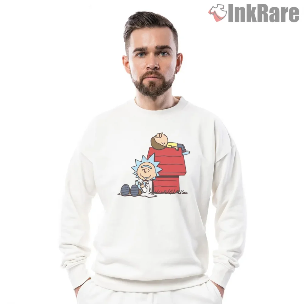 Snoopy And Cartoon Scientist Crossover Nap Shirt on graphic shirt for men graphic tee