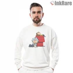 Snoopy And Cartoon Scientist Crossover Nap Shirt on graphic shirt for men graphic tee