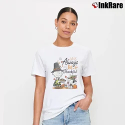 Women’s Snoopy And Charlie Brown Always Be Thankful T-Shirt in white | Soft, Flattering Fit