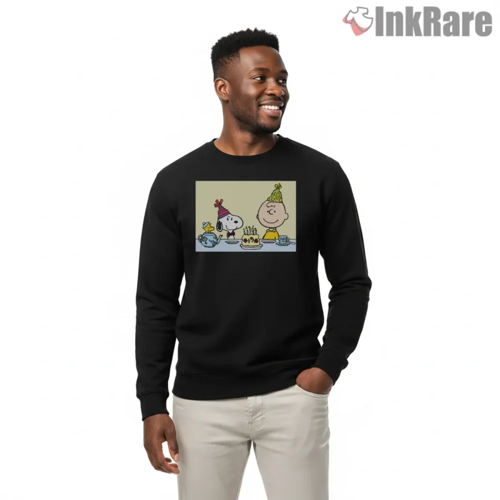 Snoopy And Charlie Brown Birthday Party Celebration Shirt on graphic shirt for men graphic tee