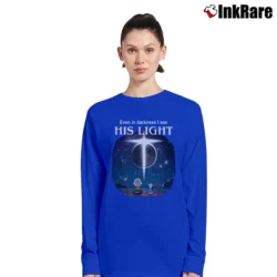 Women’s Snoopy And Charlie Brown Even In Darkness I See His Light Long-Sleeve Top in royal blue | Sleek, Versatile, All-Season