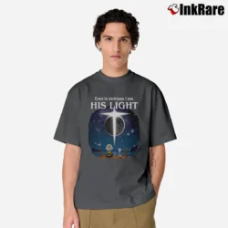 Men’s Snoopy And Charlie Brown Even In Darkness I See His Light Classic T-Shirt in charcoal | Soft, Breathable Everyday Wear