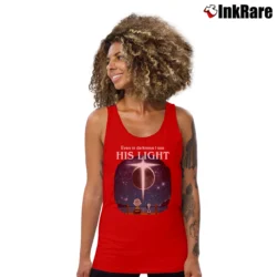 Women’s Snoopy And Charlie Brown Even In Darkness I See His Light Tank Top in red | Lightweight, Movement-Friendly