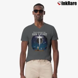 Men’s Snoopy And Charlie Brown Even In Darkness I See His Light V-Neck Tee in charcoal | Sharp, Breathable, Everyday Staple