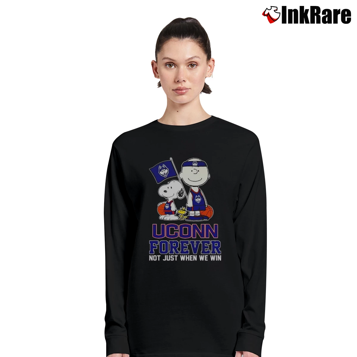 Snoopy And Charlie Brown Fan Uconn Huskies Women’s Long-Sleeve Top in black – Effortless Layer Women’s Snoopy And Charlie Brown Fan Uconn Huskies Long-Sleeve Top in black | Sleek, Versatile, All-Season
