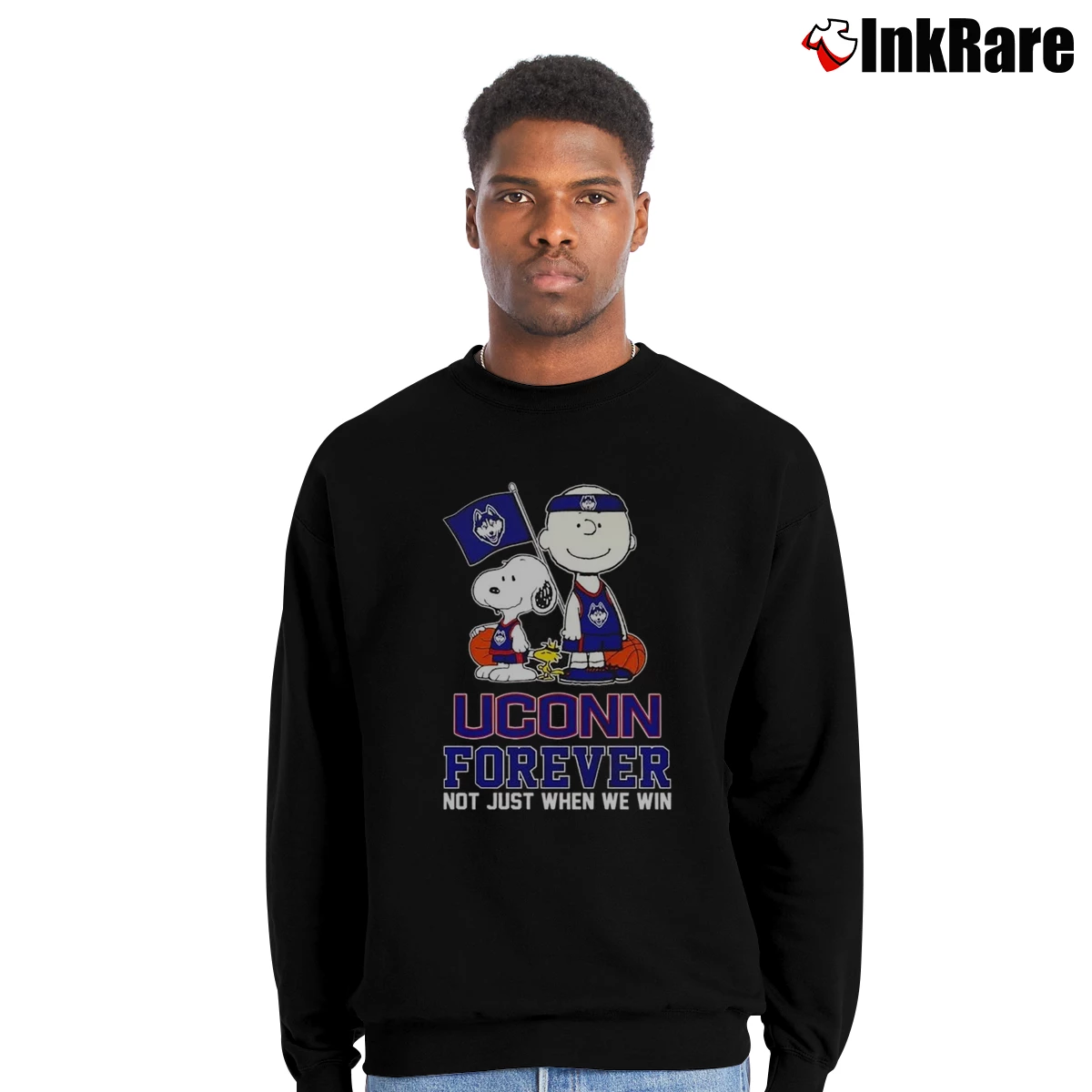 Snoopy And Charlie Brown Fan Uconn Huskies Men’s Crewneck Sweatshirt in black – Soft & Durable Men’s Snoopy And Charlie Brown Fan Uconn Huskies Crewneck Sweatshirt in black | Cozy Fabric, Clean Style