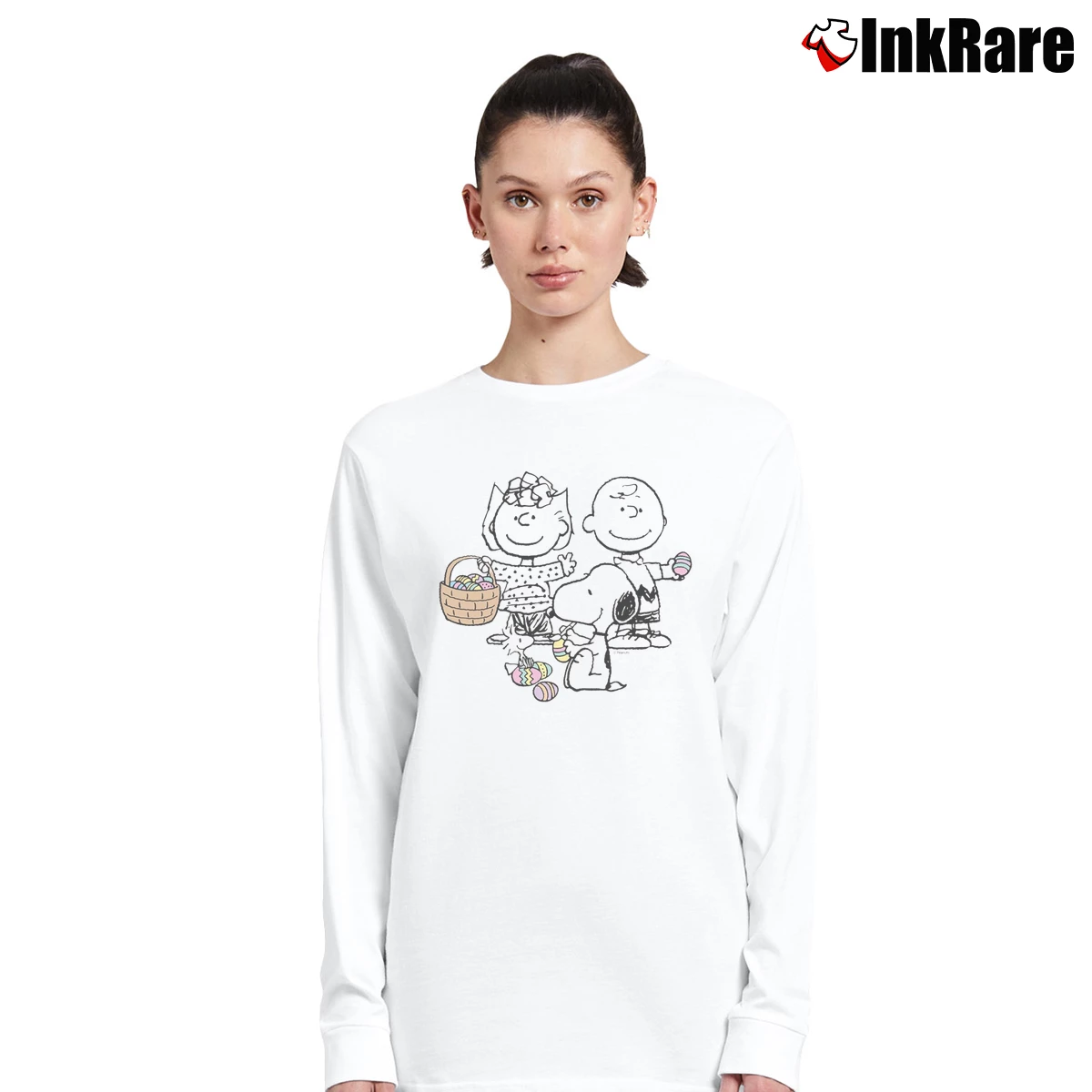 Snoopy And Charlie Brown Happy Easter Women’s Long-Sleeve Top in white – Effortless Layer Women’s Snoopy And Charlie Brown Happy Easter Long-Sleeve Top in white | Sleek, Versatile, All-Season
