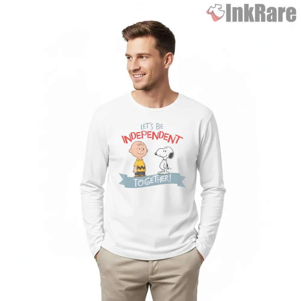 Snoopy And Charlie Brown Independent Together Shirt on white long sleeve shirt for men graphic tee