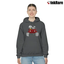 Women’s Snoopy And Charlie Brown Jeep Cozy Hoodie in charcoal | Warm, Structured, Stylish