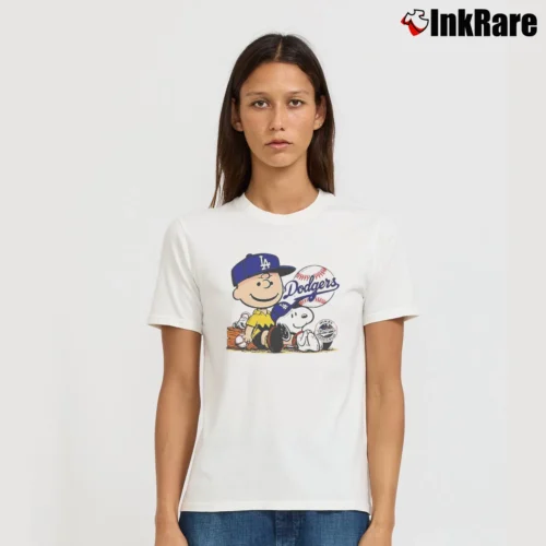 snoopy and charlie brown los angeles dodgers champion Women’s Tee in white – Effortless Style Women’s snoopy and charlie brown los angeles dodgers champion T-Shirt in white | Soft, Flattering Fit