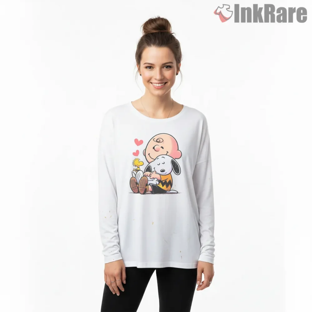 Snoopy And Charlie Brown Lovely Story Shirt on white long sleeve shirt for women graphic tee