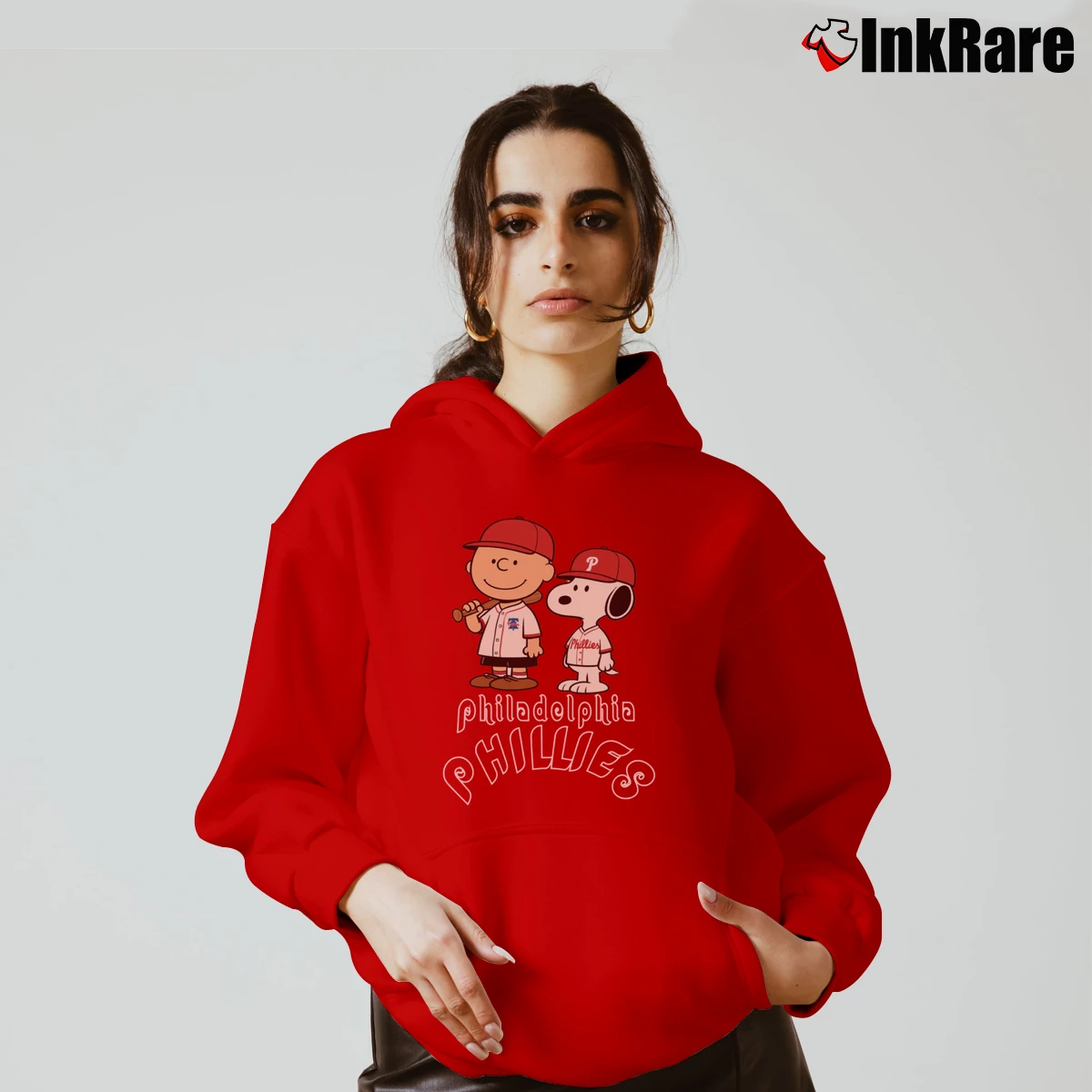 Snoopy And Charlie Brown Philadelphia Phillies Women’s Cozy Hoodie in red – Urban Chic Women’s Snoopy And Charlie Brown Philadelphia Phillies Cozy Hoodie in red | Warm, Structured, Stylish
