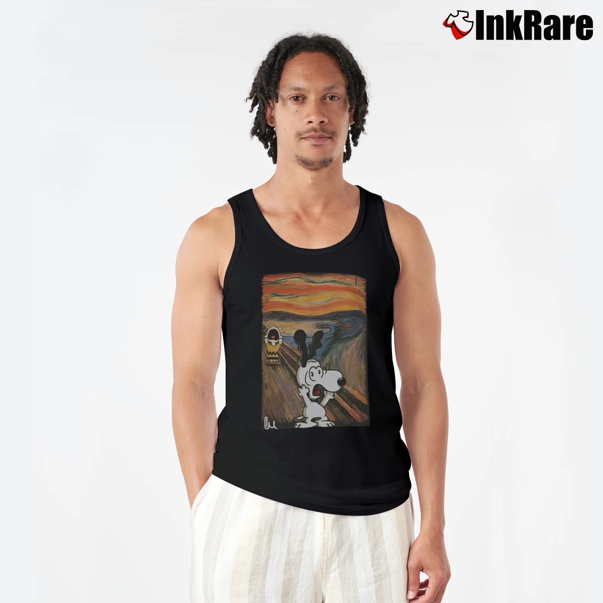 Snoopy And Charlie Brown Scream Van Gogh Men’s Performance Tank in black – Lightweight Comfort Men’s Snoopy And Charlie Brown Scream Van Gogh Tank Top in black | Breathable, Active-Friendly Design