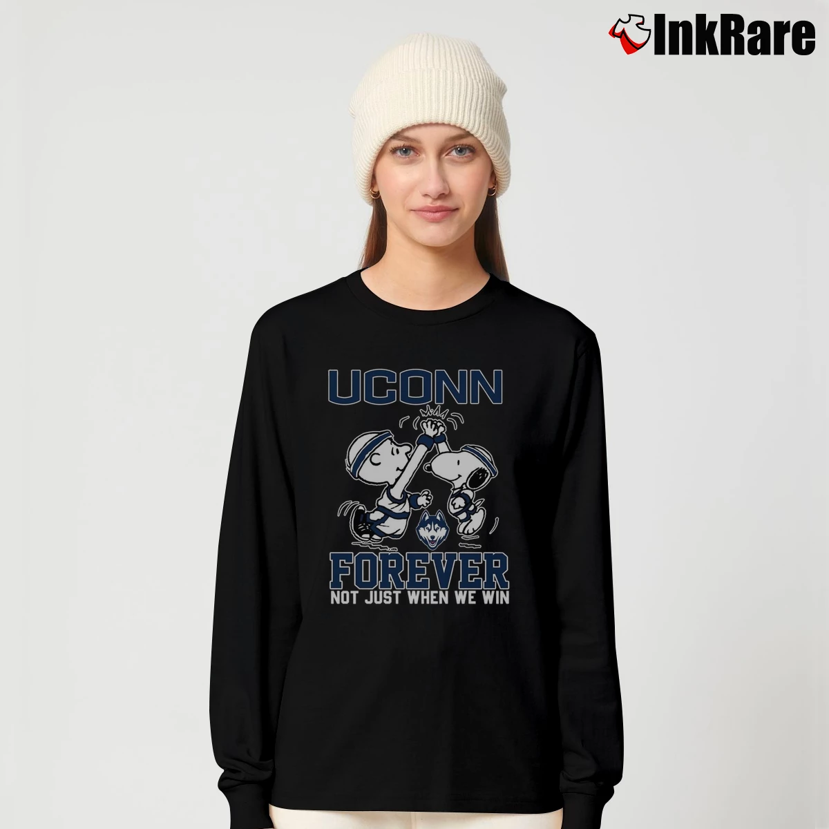 Snoopy And Charlie Brown Uconn Huskies High Five Forever Not Just When We Win Women’s Long-Sleeve Top in black – Effortless Layer Women’s Snoopy And Charlie Brown Uconn Huskies High Five Forever Not Just When We Win Long-Sleeve Top in black | Sleek, Versatile, All-Season