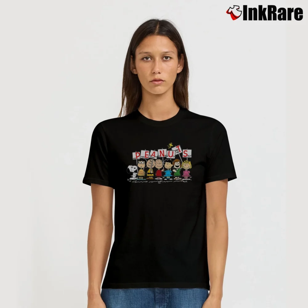 Women’s Snoopy And Charlie Brown With Friends T-Shirt in black | Soft, Flattering Fit