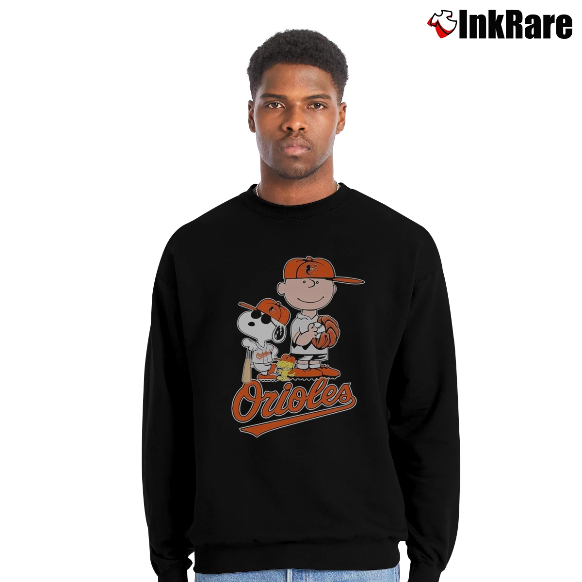 Snoopy And Charlie Brown Woodstock Baltimore Orioles Men’s Crewneck Sweatshirt in black – Soft & Durable Men’s Snoopy And Charlie Brown Woodstock Baltimore Orioles Crewneck Sweatshirt in black | Cozy Fabric, Clean Style