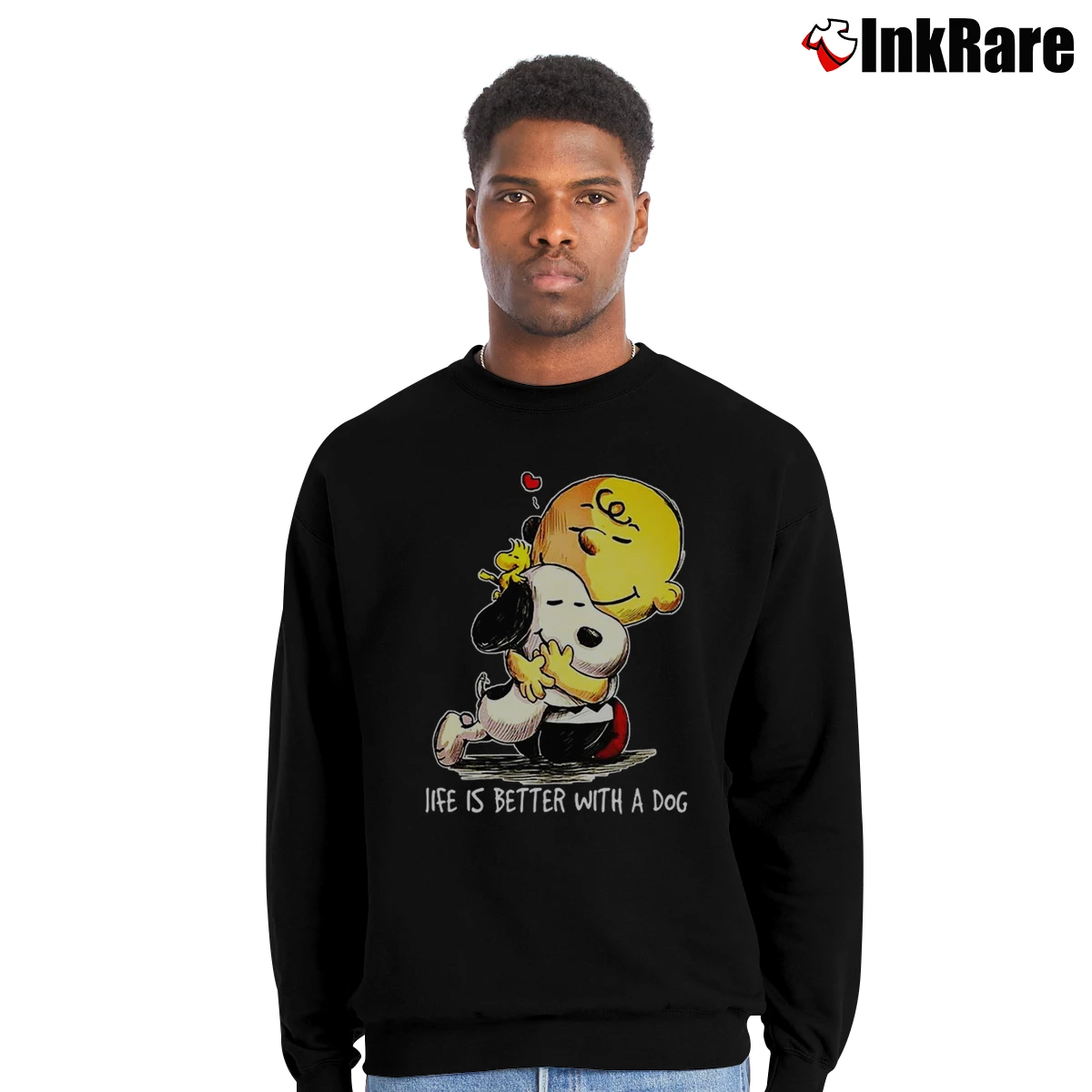 Snoopy And Charlie Brown Woodstock Life Is Better With A Dog Men’s Crewneck Sweatshirt in black – Soft & Durable Men’s Snoopy And Charlie Brown Woodstock Life Is Better With A Dog Crewneck Sweatshirt in black | Cozy Fabric, Clean Style