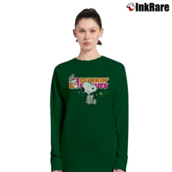 Women’s Snoopy And Dunkin Donuts Lovers Fan Long-Sleeve Top in forest green | Sleek, Versatile, All-Season