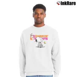 Men’s Snoopy And Dunkin Donuts Lovers Fan Crewneck Sweatshirt in white | Cozy Fabric, Clean Style