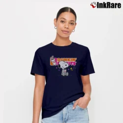 Women’s Snoopy And Dunkin Donuts Lovers Fan Signature T-Shirt in navy | Soft, Flattering Fit