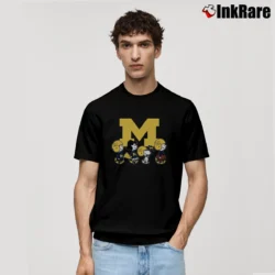 Men’s Snoopy And Friends Cheer For The Michigan Wolverines Classic T-Shirt in black | Soft, Breathable Everyday Wear