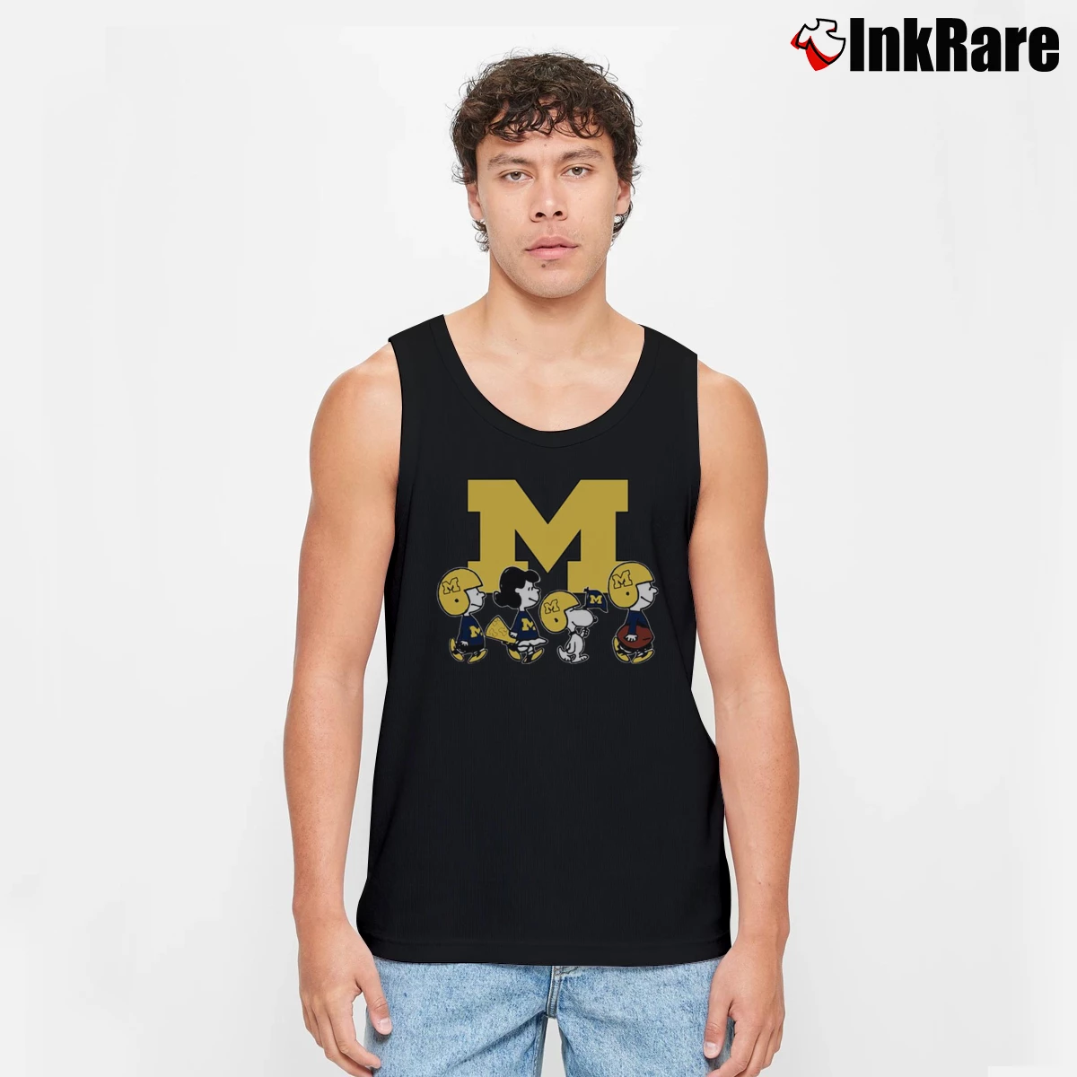 Snoopy And Friends Cheer For The Michigan Wolverines Men’s Performance Tank in black – Lightweight Comfort Men’s Snoopy And Friends Cheer For The Michigan Wolverines Tank Top in black | Breathable, Active-Friendly Design