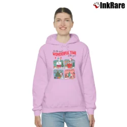 Women’s Snoopy And Friends Christmas Lights Cartoon Classic Cozy Hoodie in light pink | Warm, Structured, Stylish