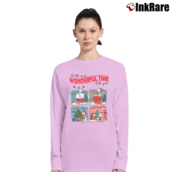 Women’s Snoopy And Friends Christmas Lights Cartoon Classic Long-Sleeve Top in light pink | Sleek, Versatile, All-Season