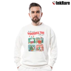 Men’s Snoopy And Friends Christmas Lights Cartoon Classic Crewneck Sweatshirt in white | Cozy Fabric, Clean Style