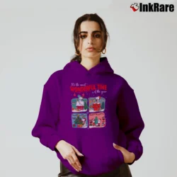 Women’s Snoopy And Friends Christmas Lights Cartoon Cozy Hoodie in purple | Warm, Structured, Stylish