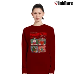 Women’s Snoopy And Friends Christmas Lights Cartoon Long-Sleeve Top in maroon | Sleek, Versatile, All-Season