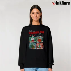 Women’s Snoopy And Friends Christmas Lights Cartoon Relaxed Sweatshirt in black | Soft, Laid-Back Vibe