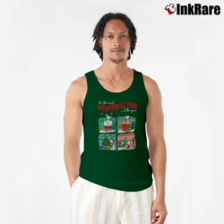 Men’s Snoopy And Friends Christmas Lights Cartoon Tank Top in forest green | Breathable, Active-Friendly Design