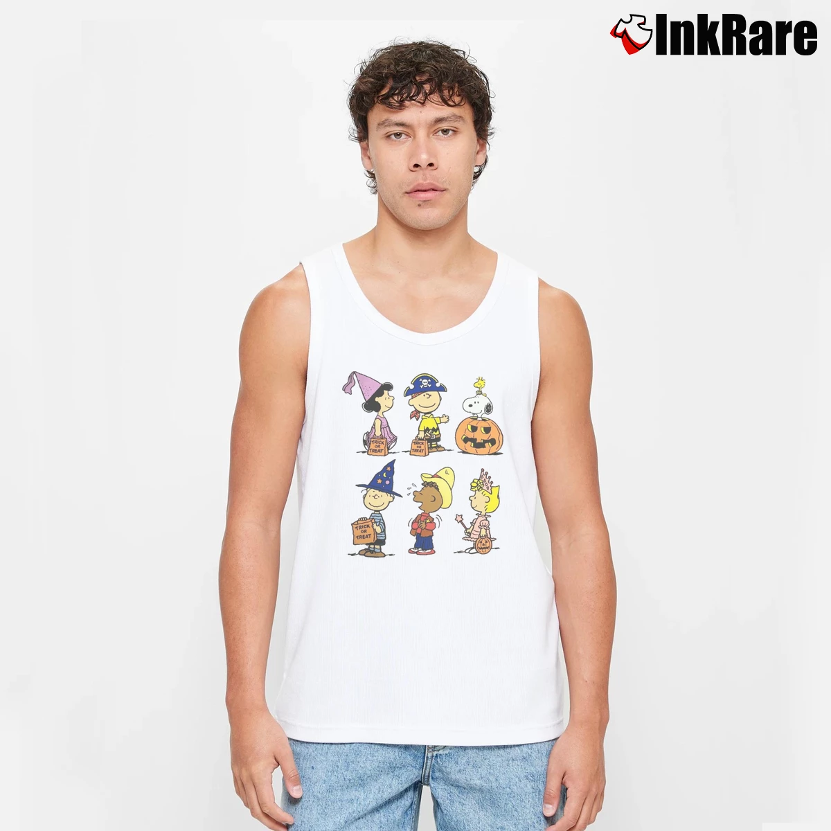 Snoopy And Friends Halloween Trick Or Treat Men’s Performance Tank in white – Lightweight Comfort Men’s Snoopy And Friends Halloween Trick Or Treat Tank Top in white | Breathable, Active-Friendly Design