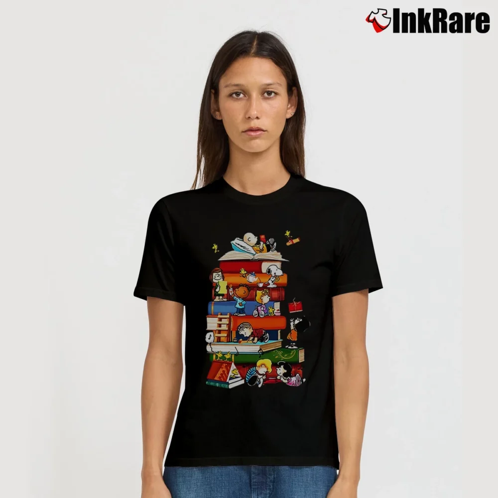 Women’s Snoopy And Friends Reading T-Shirt in black | Soft, Flattering Fit
