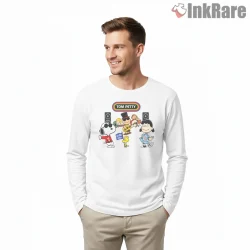 Snoopy And Friends Rock Band Tribute Shirt on white long sleeve shirt for men graphic tee
