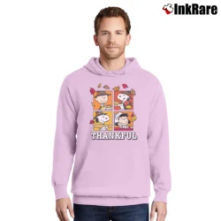 Men’s Snoopy And Friends Thankful Fall Leaves Pullover Hoodie in light pink | Cozy, Durable, Modern Fit