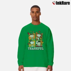 Men’s Snoopy And Friends Thankful Fall Leaves Long-Sleeve Shirt in irish green | Sleek, Lightweight, Year-Round Wear