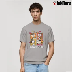 Men’s Snoopy And Friends Thankful Fall Leaves Classic T-Shirt in sport grey | Soft, Breathable Everyday Wear