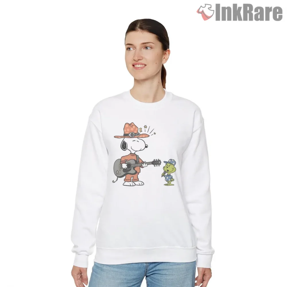 Snoopy And Grinch Acoustic Music Duo Shirt on graphic shirt for women graphic tee