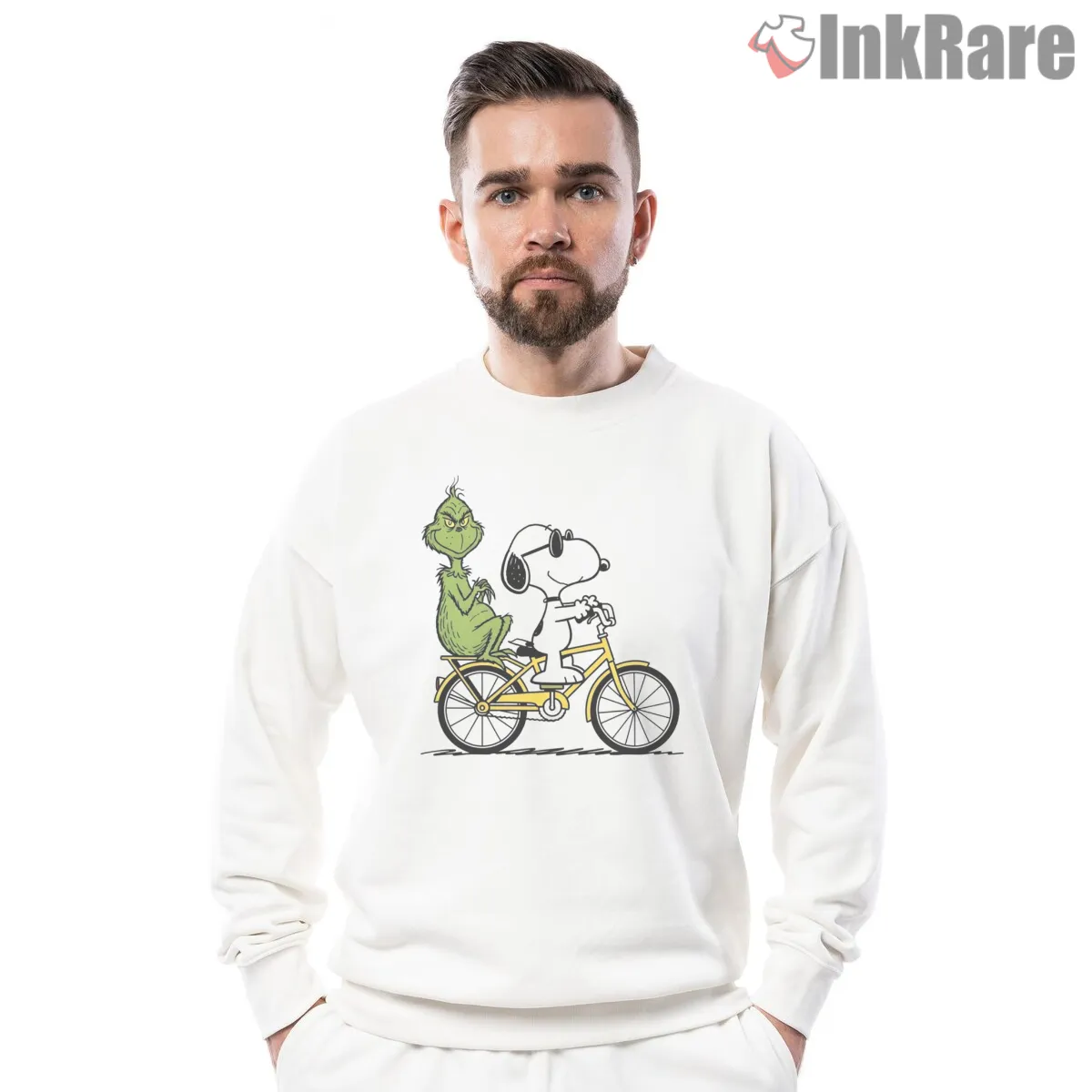 Snoopy And Grinch Holiday Bike Ride Shirt on graphic shirt for men graphic tee