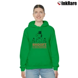 Women’s Snoopy And His Friends Funny Cartoon Classic Cozy Hoodie in irish green | Warm, Structured, Stylish