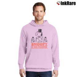Men’s Snoopy And His Friends Funny Cartoon Classic Pullover Hoodie in light pink | Cozy, Durable, Modern Fit