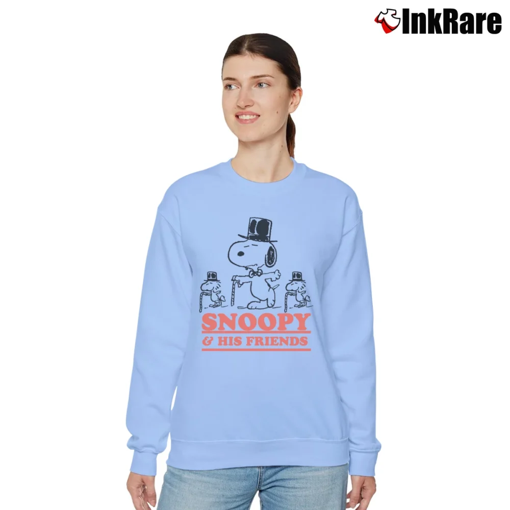 Women’s Snoopy And His Friends Funny Cartoon Classic Relaxed Sweatshirt in light blue | Soft, Laid-Back Vibe