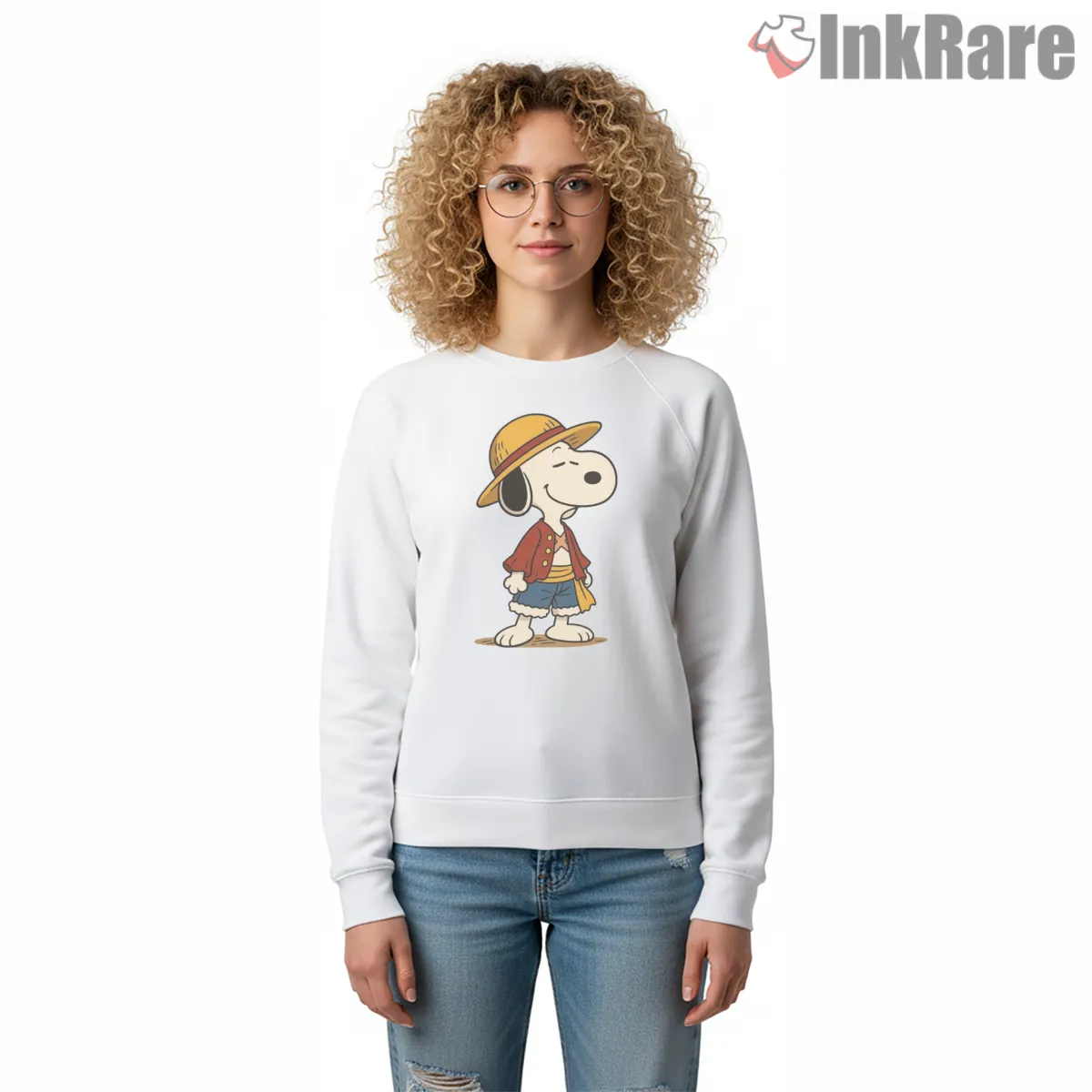 Snoopy And Monkey D Luffy One Piece Anime Crossover Shirt on graphic shirt for women graphic tee